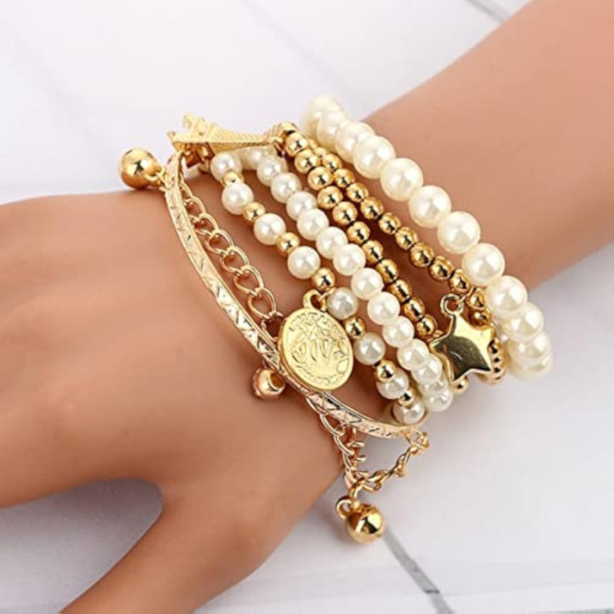 Pearl Studded Multistrand Bracelet for Women